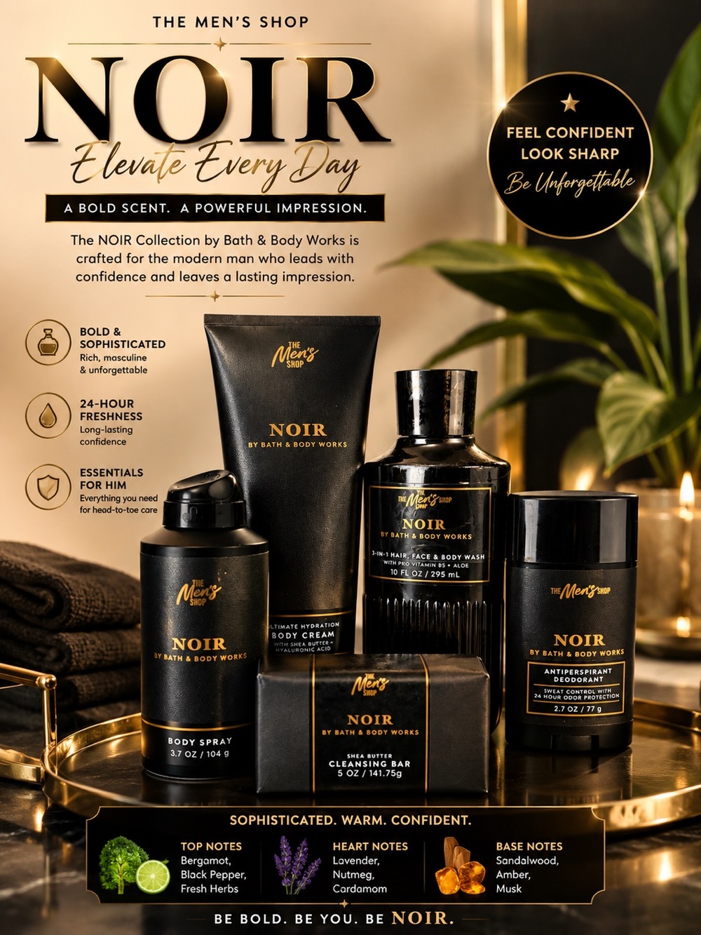Bath and Body Works Men’s 5Pc NOIR Collection Gift Set